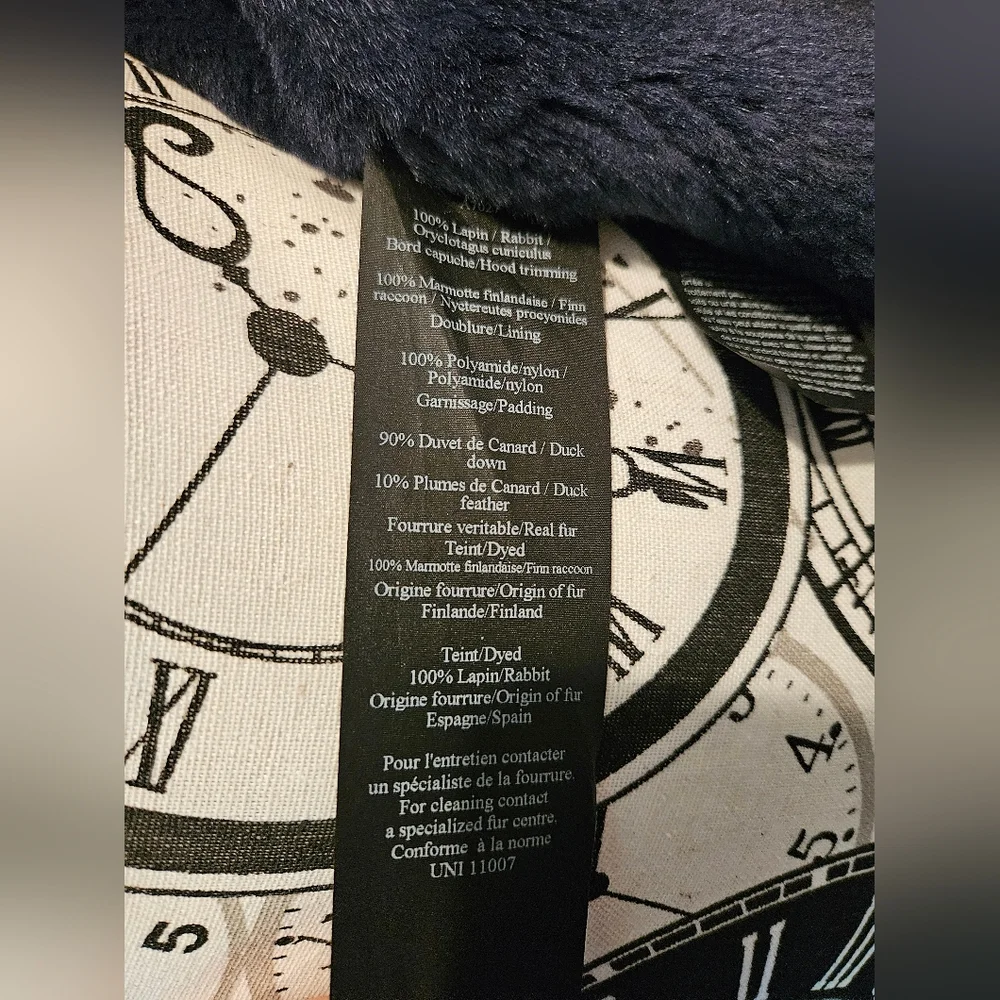 ⭐️ Army Yves Salomon genuine fur lined navy blue parka size 32 - Picture 9 of 16